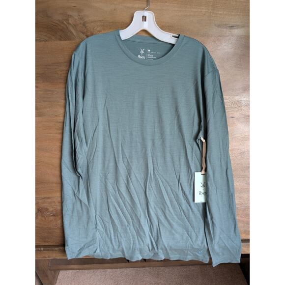 Ibex T-Shirt Mens M Teal The Art Of Wool Sitka 24 Hour Long Sleeve Pullover NWT - Picture 1 of 5